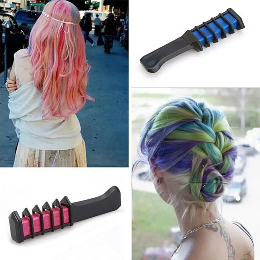 Peine en polvo de tiza para Color de cabello temporal, herramienta de estilismo para tinte de cabello, cera para cubrir el cabello, peine para colorear para fiesta de Cosplay, 10x2,5 cm
