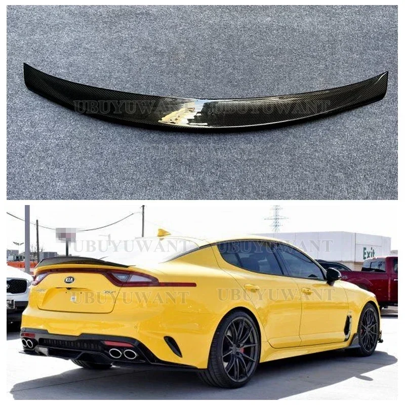 For KIA K8 Stinger 2014-2019 Spoiler Real Glossy Carbon Fiber Rear Wing R Style Sport Accessories Body Kit Stinger Rear Spoiler view 4