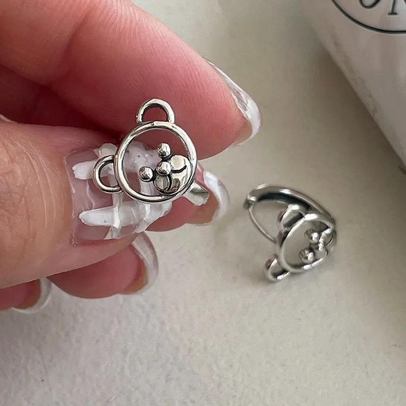 Venta caliente dulce osito diseño Animal 925 aguja de plata pendientes de tuerca para mujer joyería para mujeres regalos de cumpleaños antialérgico