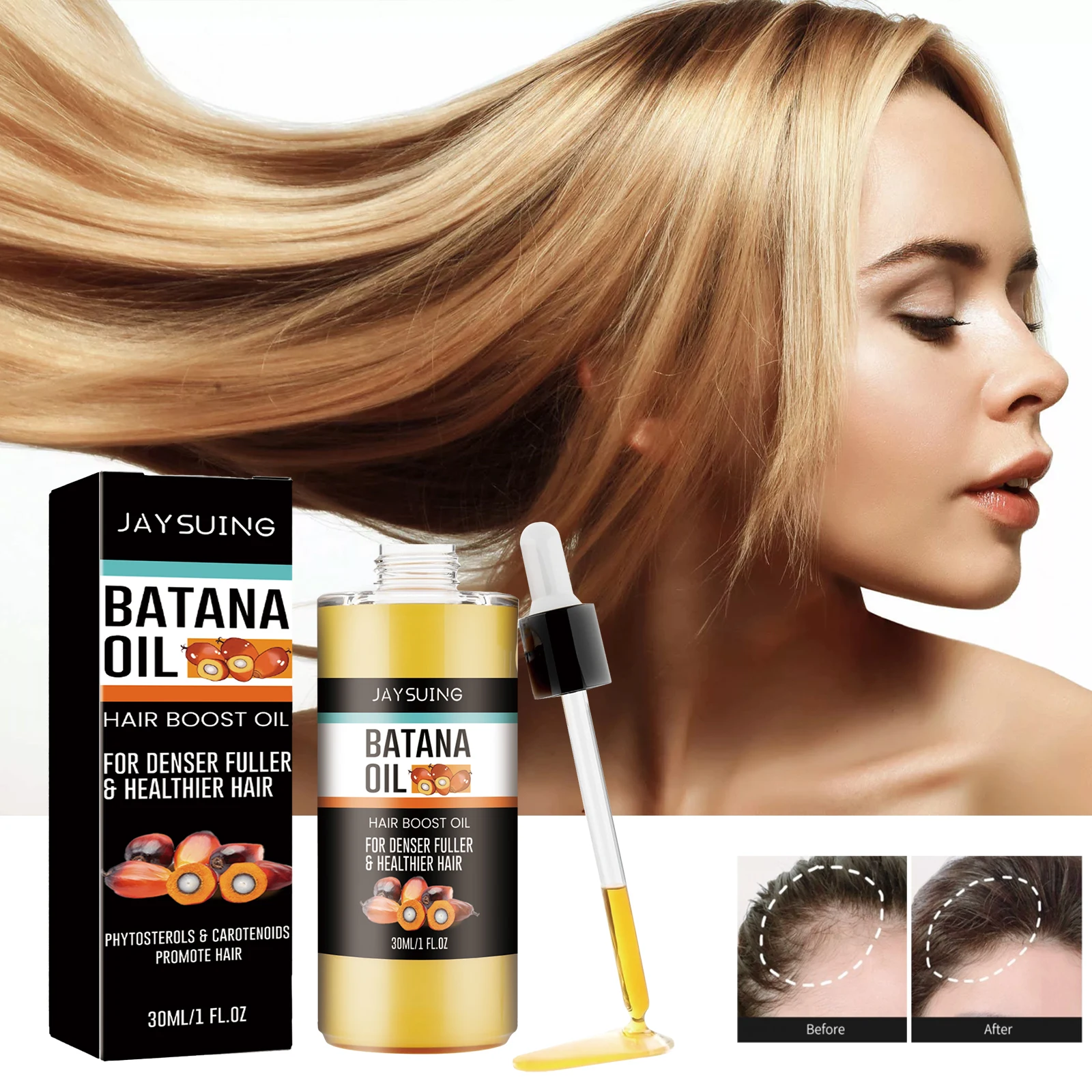 

Batana Hair Oil for Dry Damaged Hair Nourishing Scalp Treatment Strengthening Root Care Thickening Effect Natural Shine 30ml