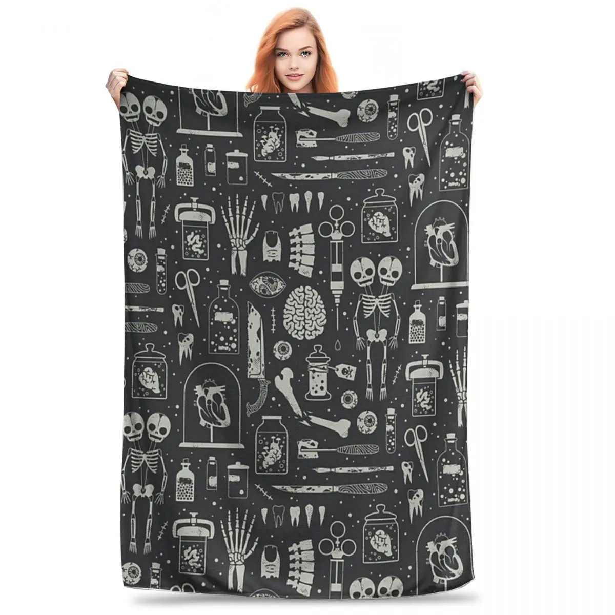 Curiosities Bone Skull Blankets Fleece Lightweight Sofa Throw Blankets For Couch Bedding Travel Throws Bedspread Quilt