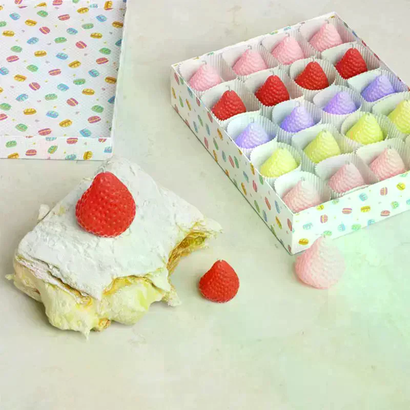 /HTF/1/4 Cavity Strawberry Scent Candle Making Kit Silicone Mould DIY Fruit Shape Drip Glue Resin Mold Handmade Birthday Decor
