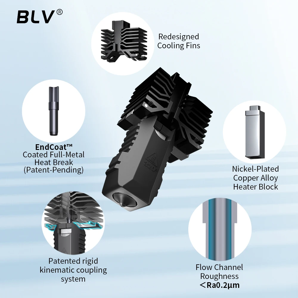 BLV®Conch Hotend Perfoct Fit for QlDl Plus4 0.2 0.4 0.6 0.8mm Endcoat™ Nozzle Extremely Wear-Resistant
