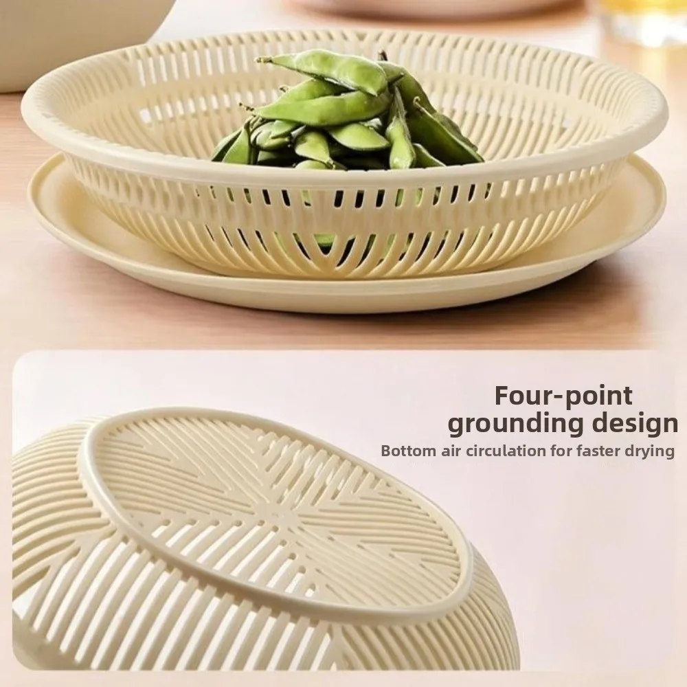 3Pcs/Set 3in1 Vegetable Washing Basin Large Capacity Stackable Fruit Drain Basket Multi-functional Quickly Drain 4