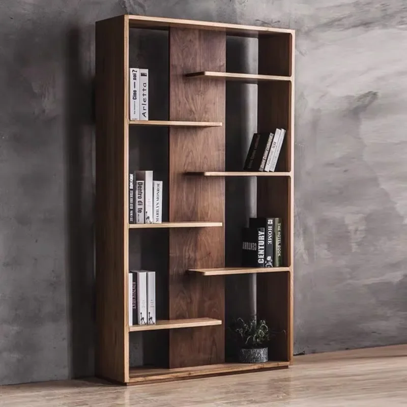 Solid Wood Bookcase Library Display Cabinet Separate Shelf Creative Screen Storage Entrance Bookshelf