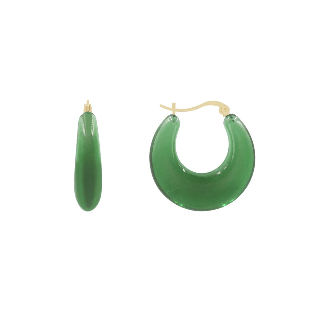New Colorful Resin Acrylic Charms Earring Gold Color Circle Hoop Earrings For Women Girl Casual Fashion Party Jewelry Gift