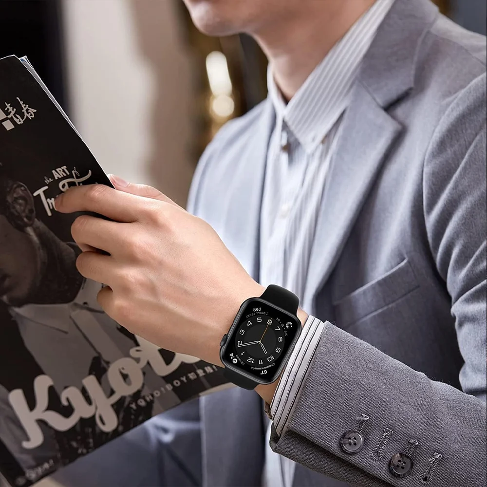 Силиконовый ремешок для Apple Watch Band series 9 7 8 se 4 5 6 44 мм 40 мм 45 мм 41 мм 42 мм 38 мм 44 мм, браслет correa iwatch Ultra 49 мм