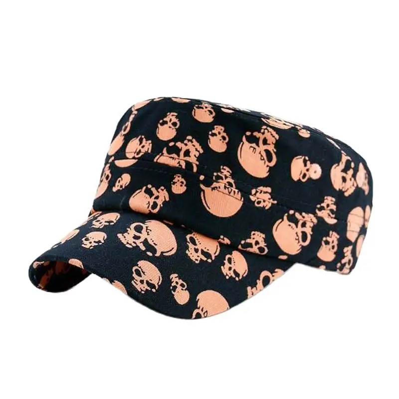 Europe  America Punk  Skull Rivet Full Closure Military Hats Spring Autumn Brand Snapback Cotton Hats For Men Fashion Army Cap