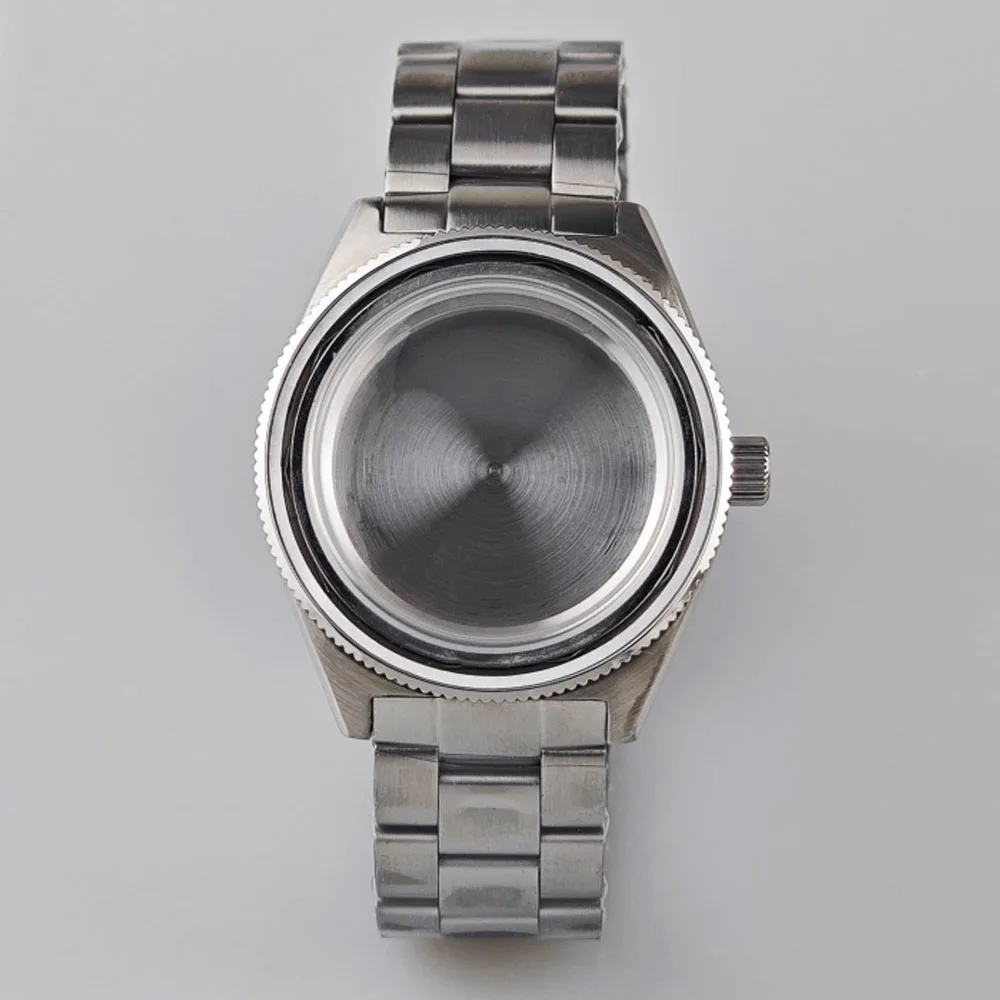 

41mm Stainless Steel Watch Case Strap, Screw-in Crown Arch Blue Mineral Glass NH35 Case Bracelet, for NH35 NH36 4R35A Movement