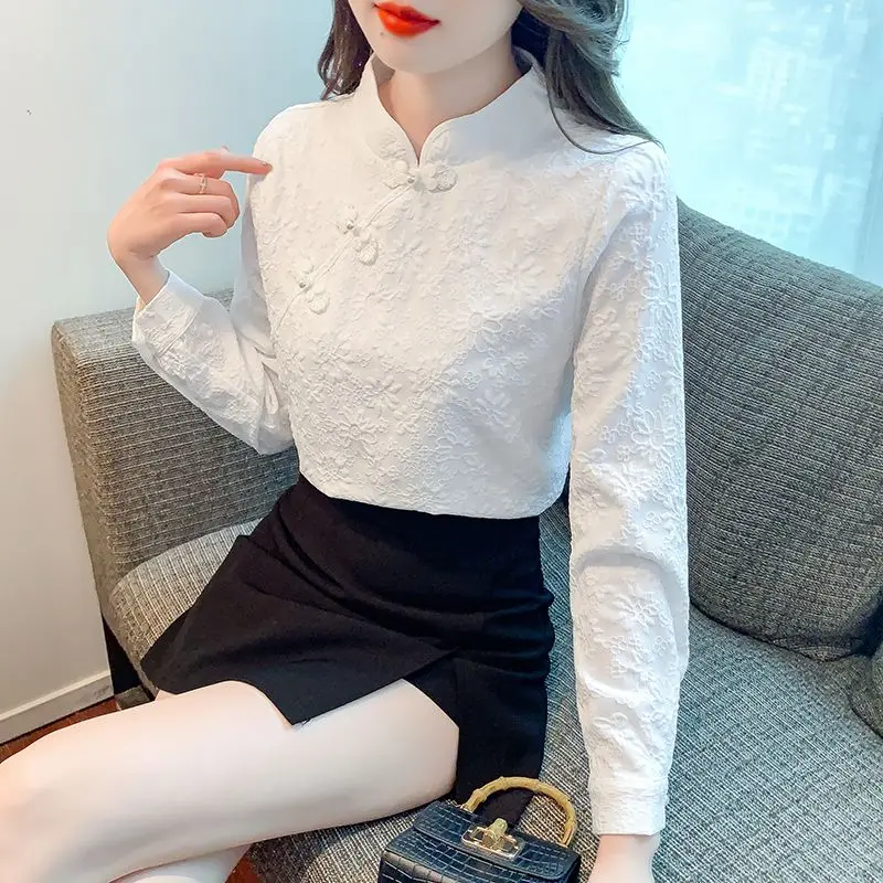 2024 Spring and Autumn New Elegant Women\'s Chiffon Shirt Fashion Long Sleeve Shirt Women\'s Inner Base Shirt Loose Blouse