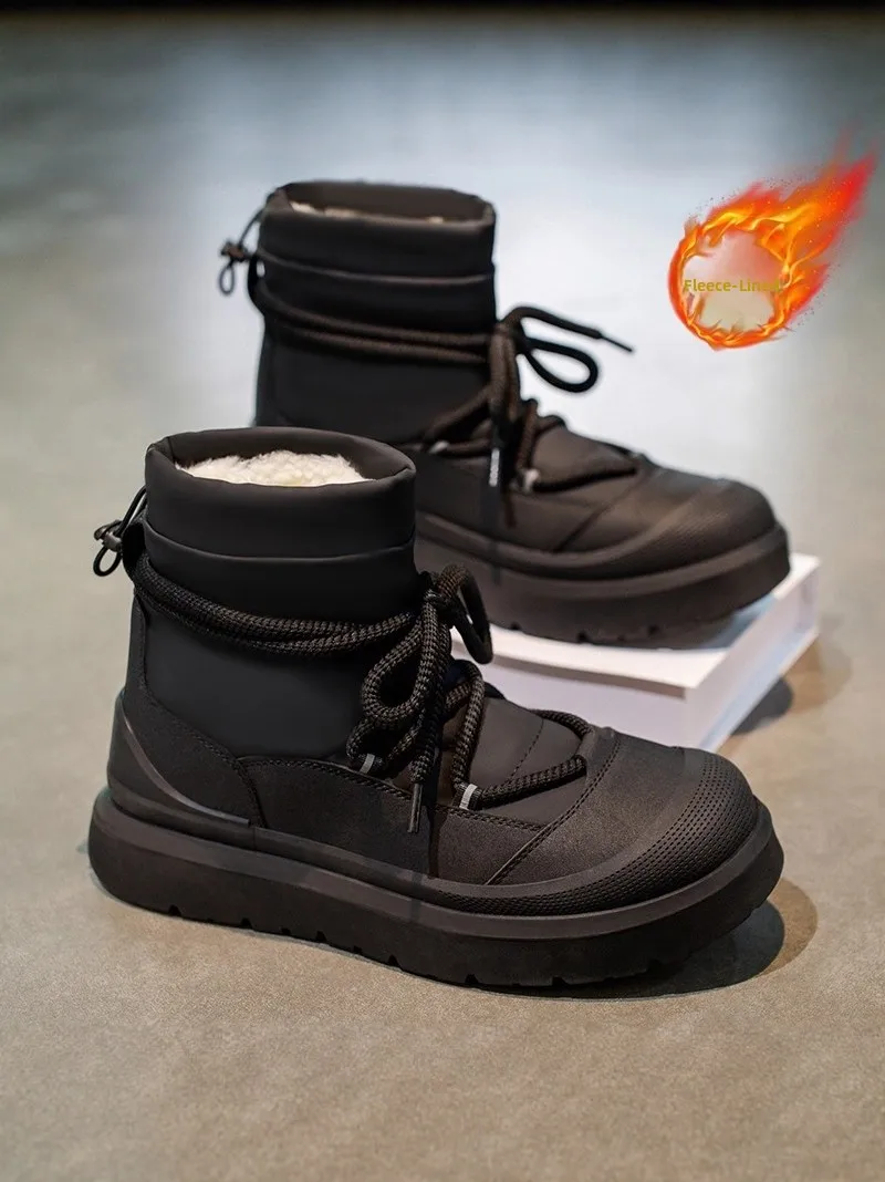 

Men's Winter Thiened Fce Lined Boots Outdoor Cold Resistant Snow Boots Warm Cotton oes for Northeastern China