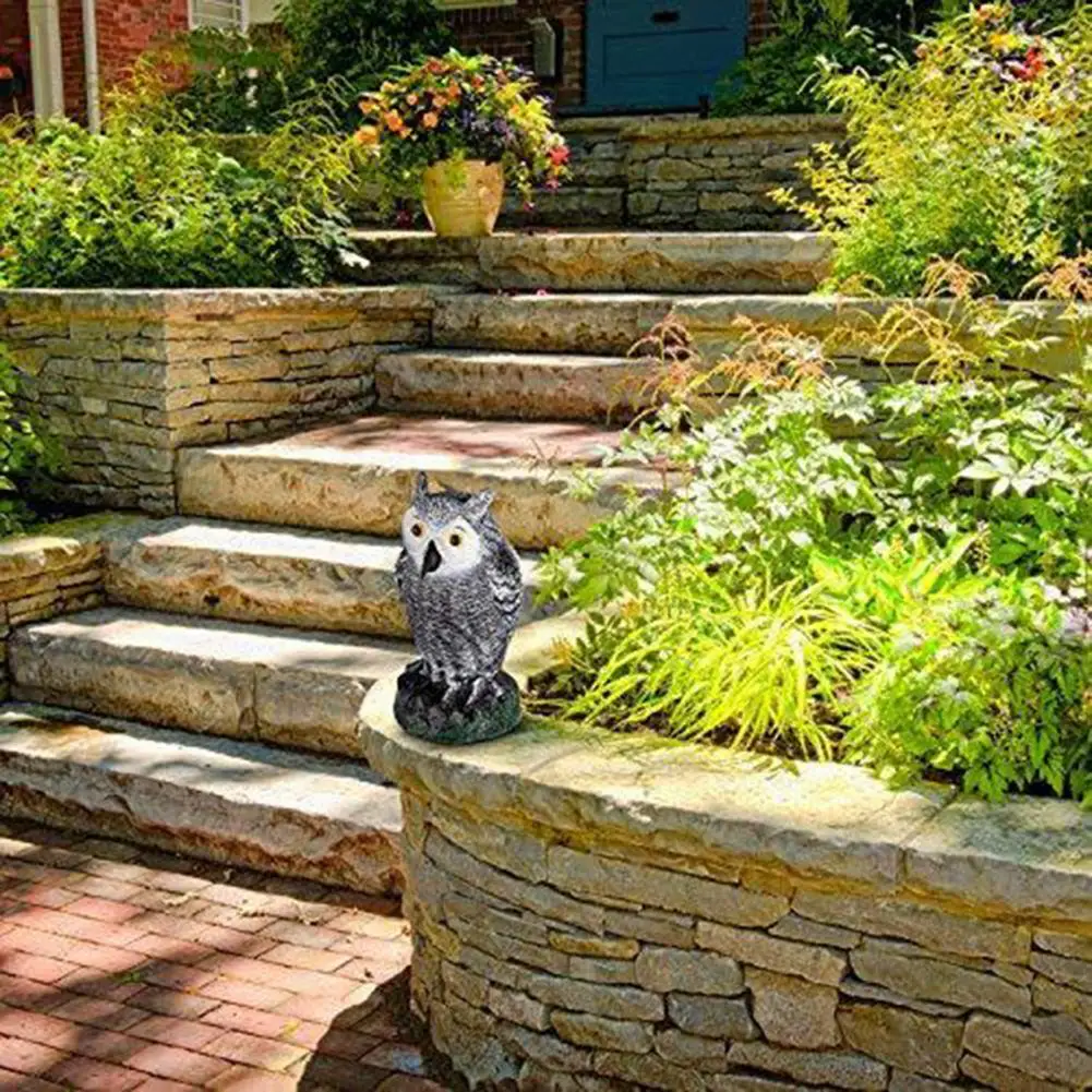 

Пугало Приманка Совы Декоративный Орнамент Реалистичный Пластиковый Орнамент Совы с Ярко-Желтыми Глазами для Открытой Птицы Для Двора