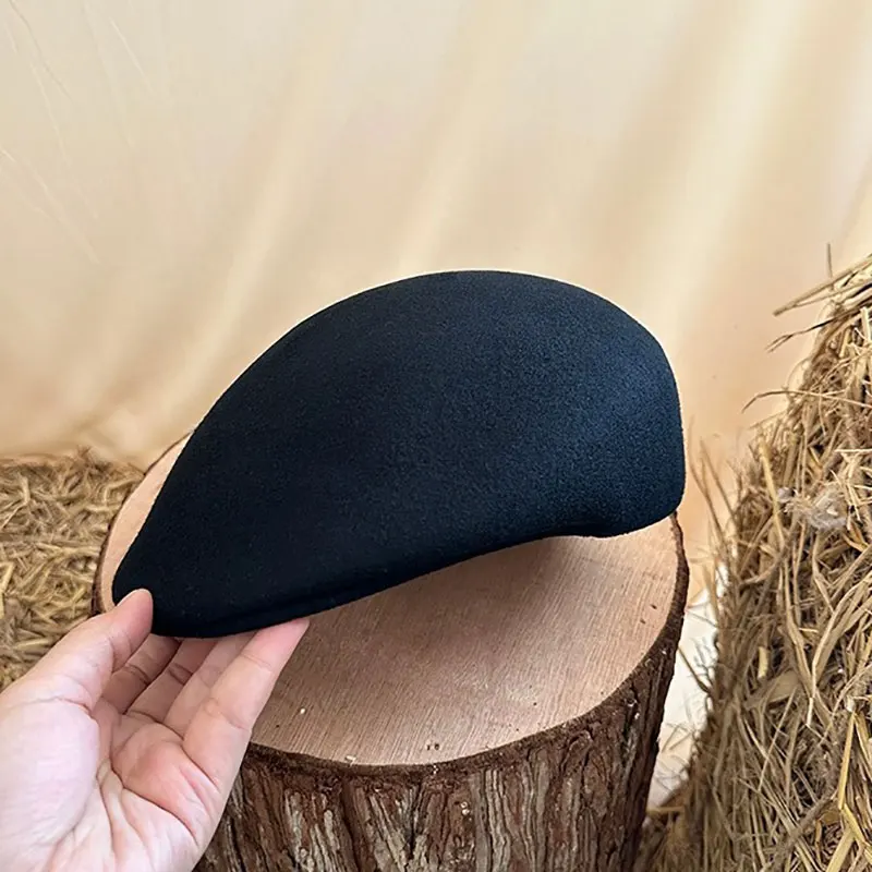 Winter Retro Zeitungsjunge Mütze Männer Frauen Wolle Hut Casual Baskenmütze Solide Unisex Fahrer Flache Kappe Kellner Kappe Street Style Chapeu Bäcker Hut – Detail 13