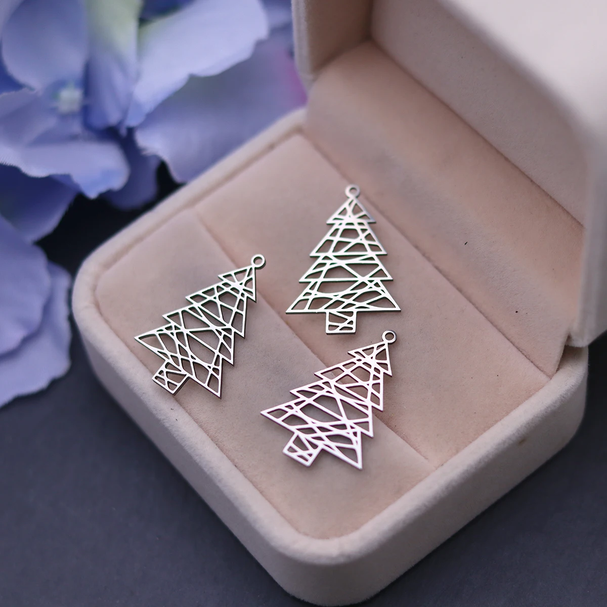 

3pcs Geometric Christmas Tree lines Charms Stainless Steel For Jewelry Making Supplies Diy Earrings Bracelet Necklace Accessory