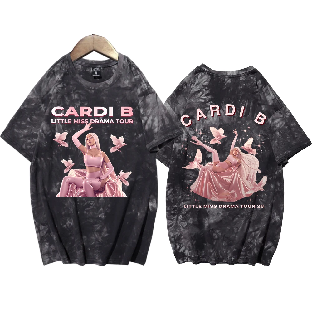 Cardi B Little Miss Drama Tour 2026 T-shirt Man Woman Harajuku Tie Dye O-neck Casual Shirt Tops