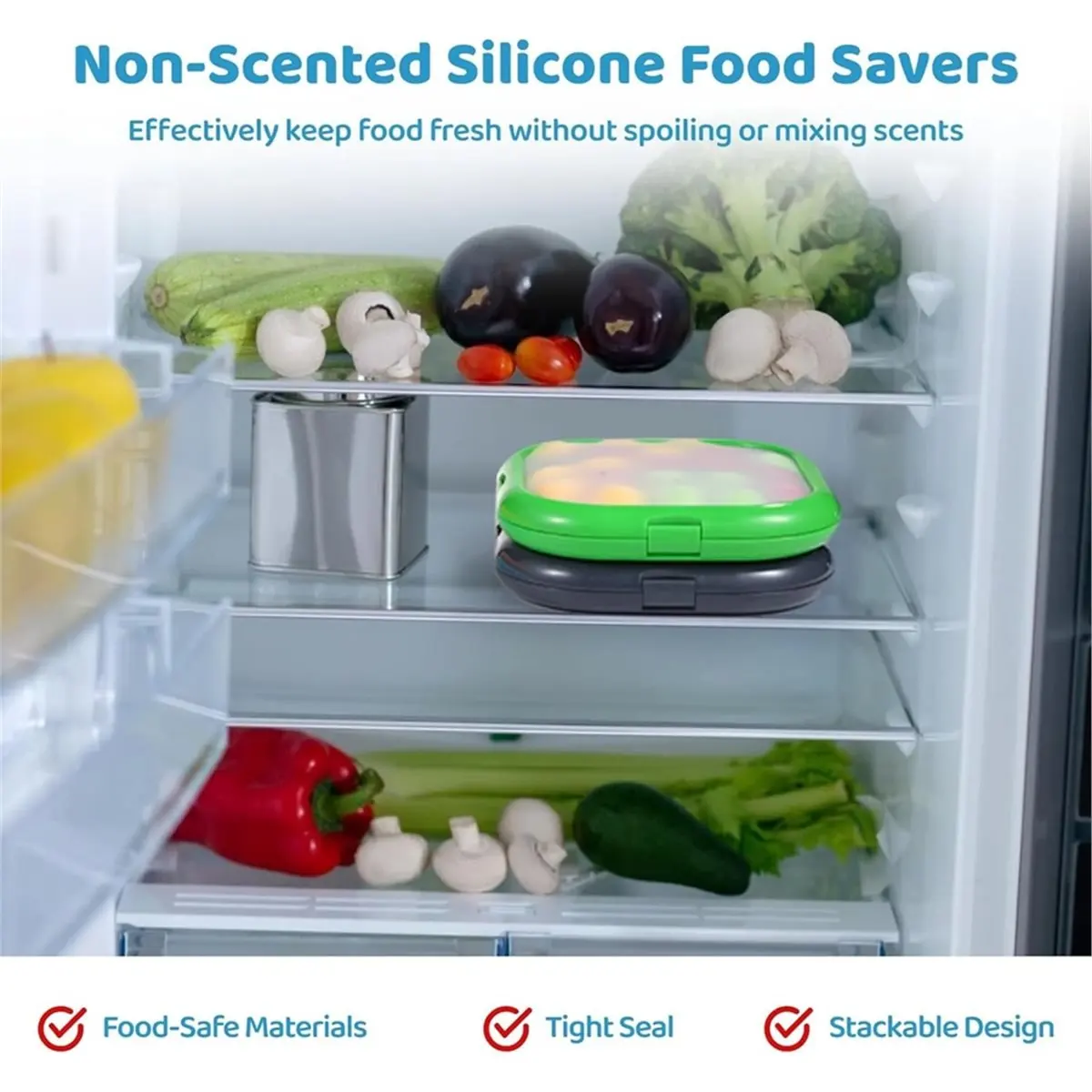 4 Silicone Food Storage Containers, Leak-Proof Bento Boxes for Fruits, Veggies, and Meals, 4 Colors