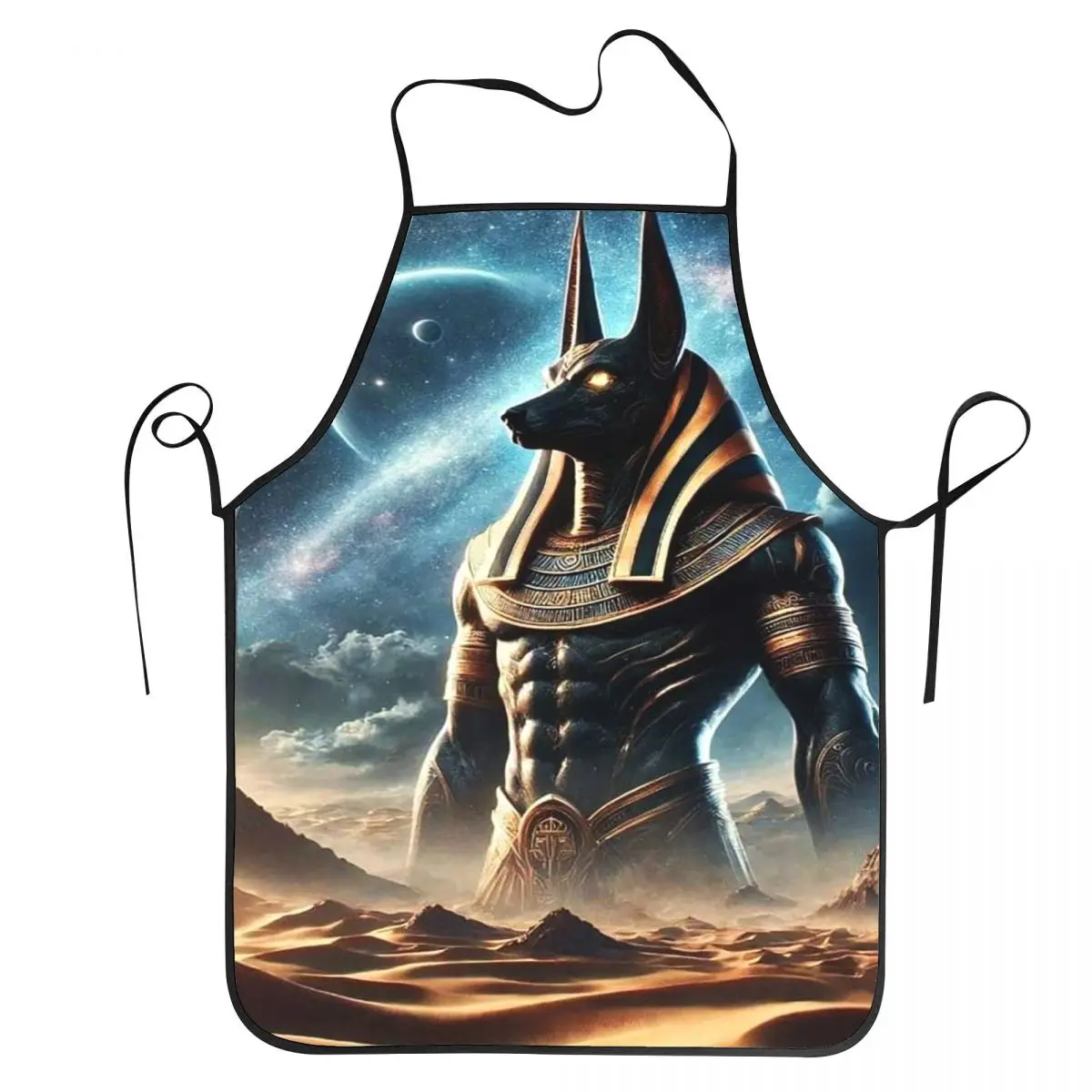 Egyptian God Anubis Art Aprons Chef Cooking Tablier Waterproof Bib Kitchen Cleaning Pinafore for Women Men Gardening