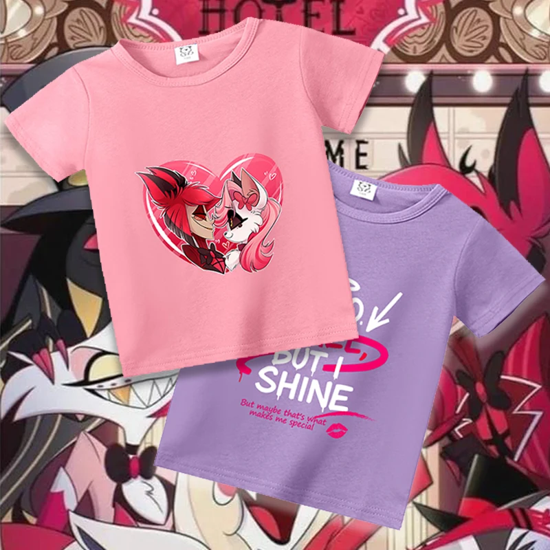 

Hazbins Hotel Series Kids Short Sleeve Tops Cartoon Print Boys Girls T-Shirt Cute Child Clothing Summer Funny Birthday Gifts
