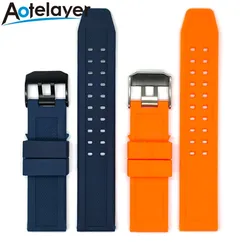 23mm Silicone Watch Strap for Luminox Military 7251 3050 Watch Band Silver Black Buckle Waterproof Bracelet Accessories