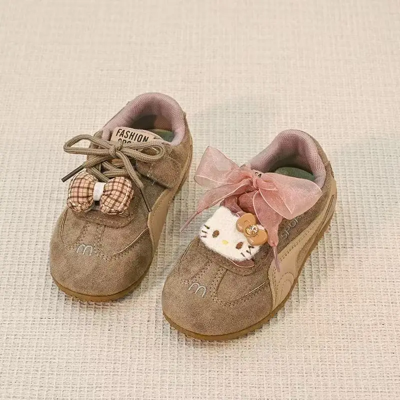 انخفاض الشحن ص إيل صورة جديدة مريحة مرحبا كيتي الكرتون اليدوية القوس أزياء الفتيات الفتيان أطفال الأطفال عارضة الشقق #2