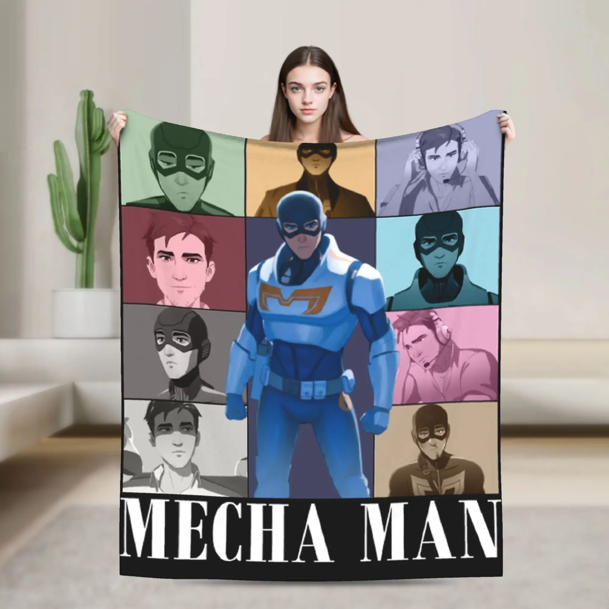 إرسال لعبة Mecha Man Eras جولة البطانيات الفانيلا ربيع الخريف تنفس سوبر لينة رمي بطانية للسرير سيارة الفراش يلقي #1