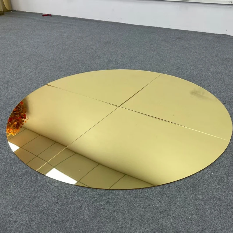 Wedding Props, Golden Acrylic Mirror Splicing, Round Table Panel, Dessert Table, Flower Table For Party Welcome Decoration