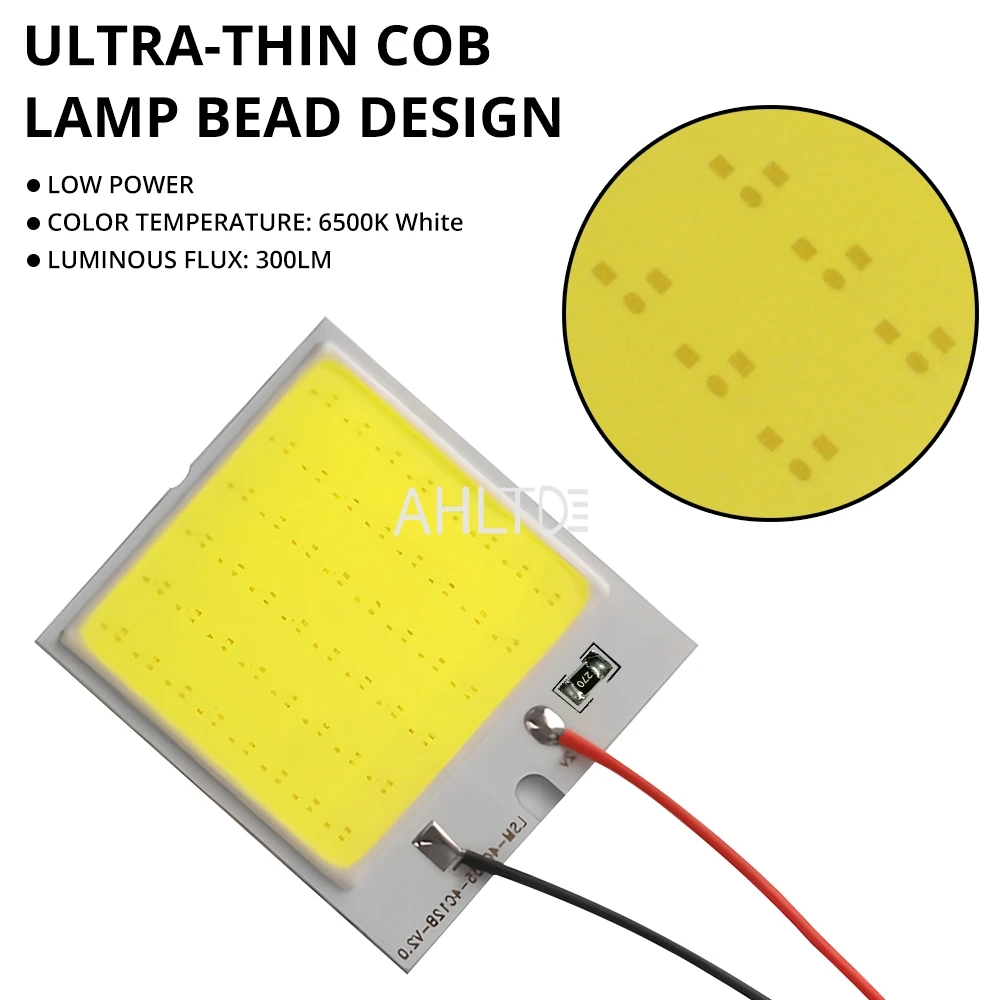 1X 자동 인테리어 독서 범용 Led 전구 T10 BA9S COB W5W C5W 24/36/48Led 자동차 천장 신호등 돔 트렁크 램프 12V 화이트 썸네일 6