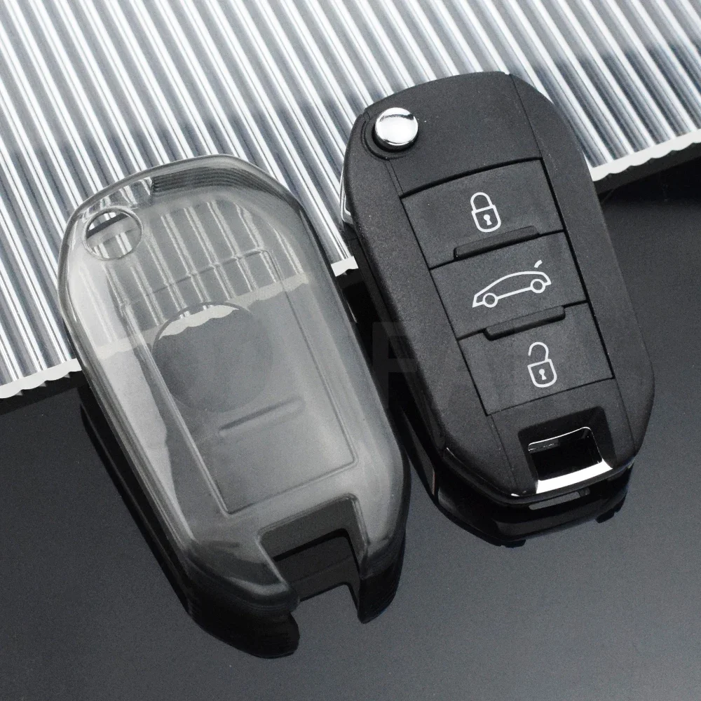 Transparent Car Key Case Full Cover Holder for Peugeot 3008 208 308 508 408 2008 307 4008 for Citroen C4 C4L CACTUS C3 C6 C8