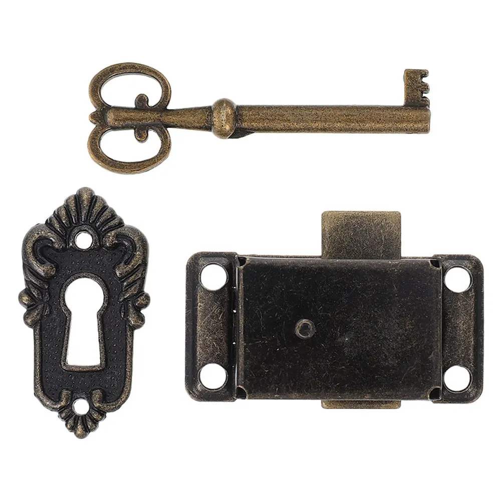 1Set Five Decorative Locks Classical Furniture Locksets Flush Mount Lock Jewelry Box Drawer Keyed Cabinet Locks