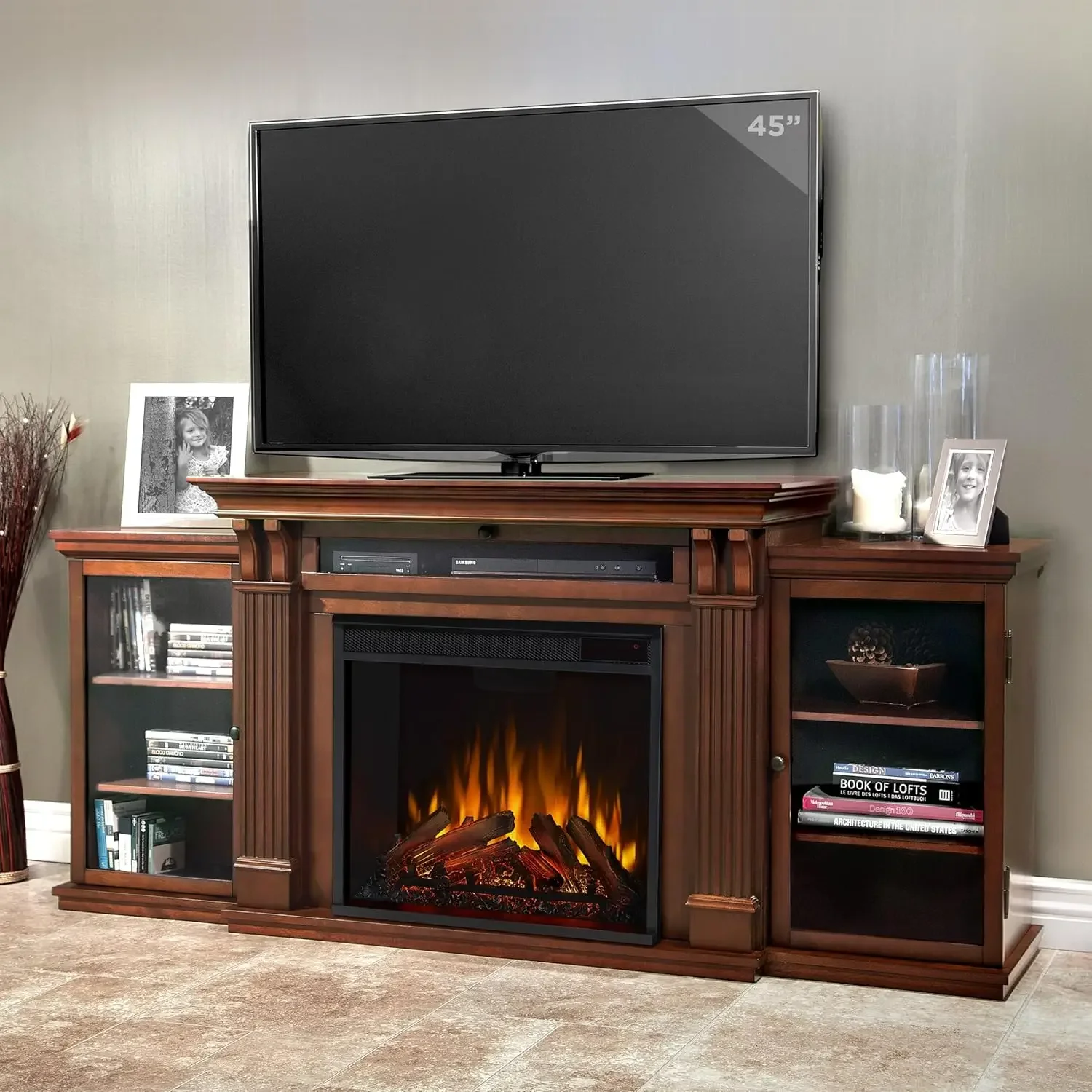 

67" Electric Fireplace TV Stand for TVs up to 65 inches Entertainment Center with Adjustable Shelves and Storage