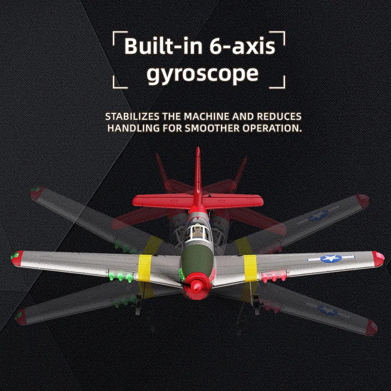 BM26 طائرة شراعية رغوية رباعية الاتجاه P51 موستانج واقعية 6G الدوران RC نموذج لعبة التحكم عن بعد محاكاة الطائرات الثابتة الجناح