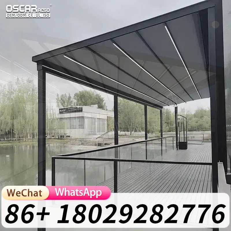 

High Quality Electrical Retractable Full Box Sunshade Outdoor Awning for Shop Café Restaurant Retractable Canopy Pergola
