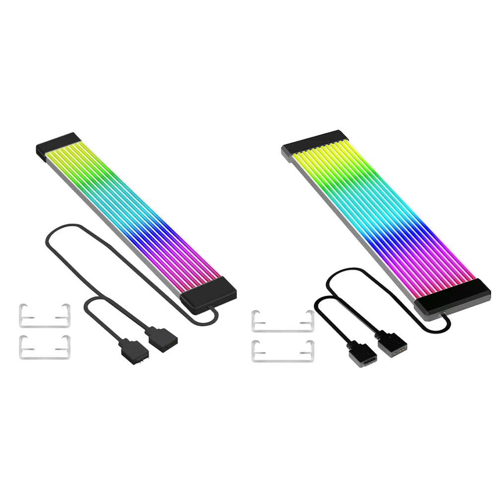 1-2pcs RGB LED Light Strip Bar 8/12PIN ARGB Board Cover 5V Strip Light Sync Flexible Extension Cable For Computer Power Supply