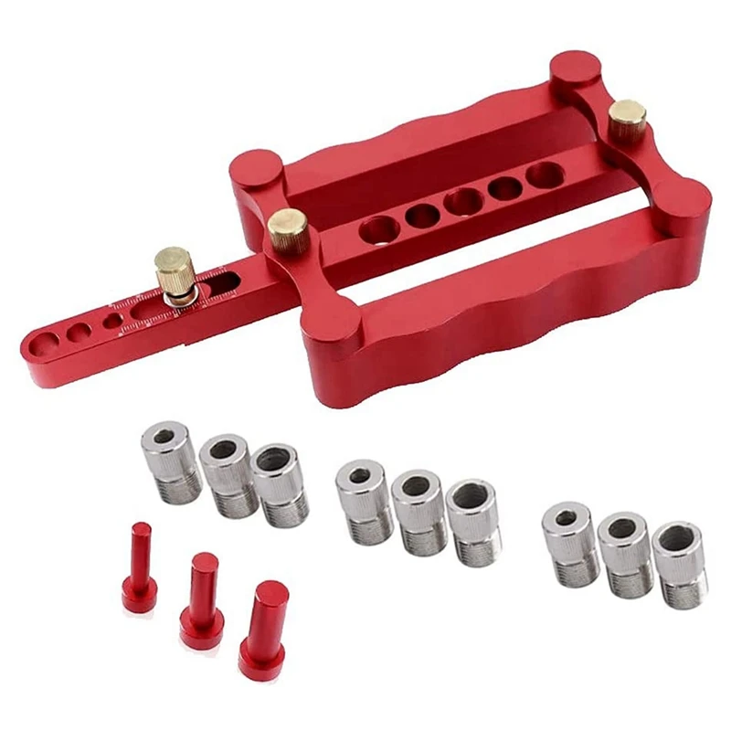 

New Self Centering Doweling Jig Woodworking Joinery Hole Drill Guide With 1/4 5/16 3/8 Inch Positioner Locator Tool