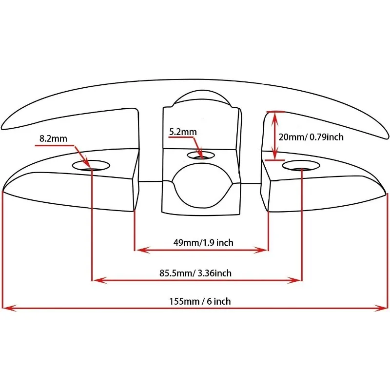 Abrazadera plegable de acero inoxidable para barco, gancho abatible hacia arriba para acoplamiento de 316 pulgadas, 5/6