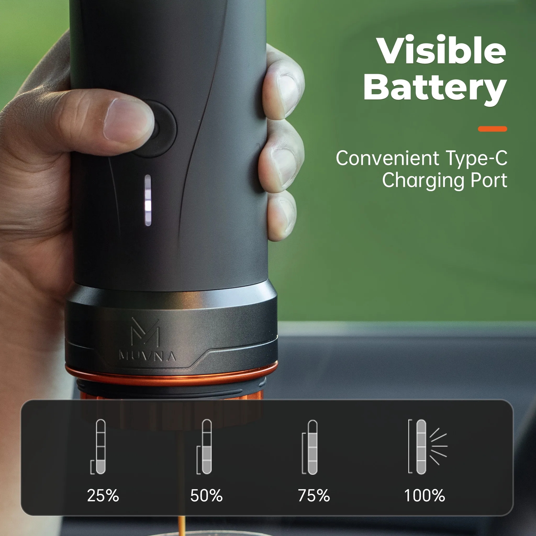 MUVNA Espresso Portable Coffee Machine for Camping Travel Coffee Maker Self-Heating Coffee Machine for Home, Hiking, Office