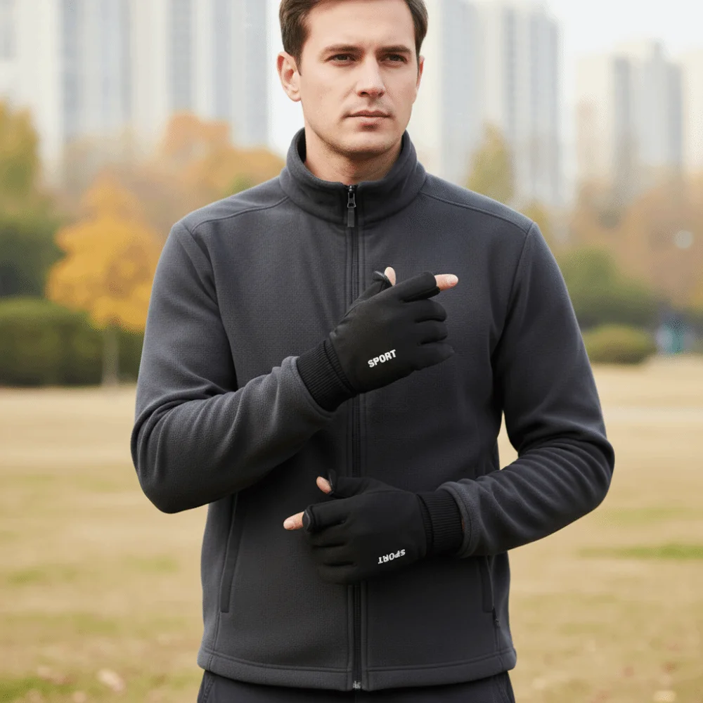 

Soft Touchscreen Faux Suede Gloves Solid Color Warm Men Flip-Tops Gloves Thickened Anti-Slip Full Fingers Mittens Winter Autumn