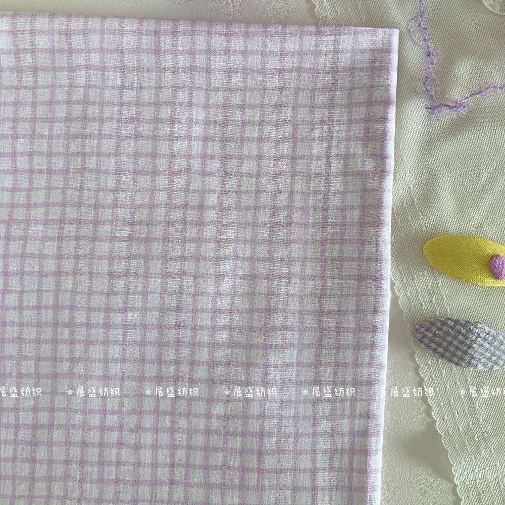 145x50cm 40s Pure Cotton Fabric Purple Floral Check Dot Star Print for DIY Kids Clothes Bags Sewing Cloth