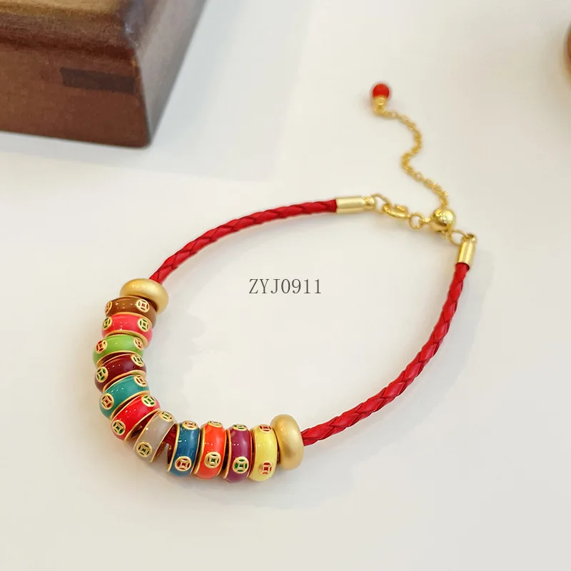 Браслет из красной веревки в китайском стиле для девочек, высококачественное чувство меньшинства, модные простые средневековые украшения ручной работы