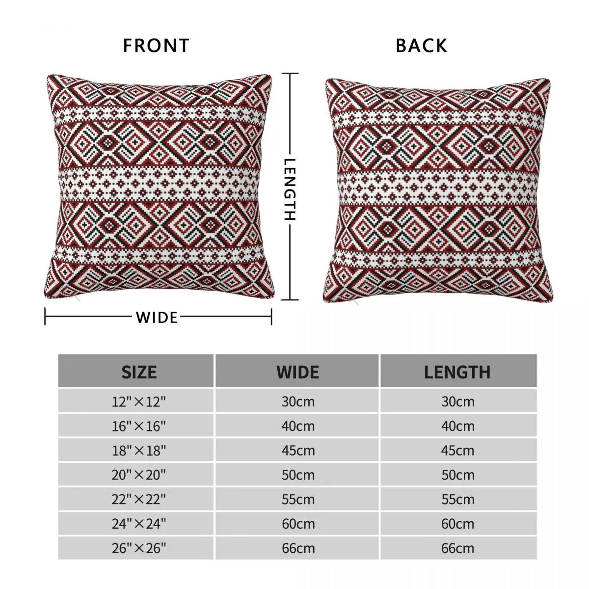 Ukrainian Embroidery Red Black Square Pillowcase Polyester Linen Velvet Pattern Decorative Throw Pillow Case Home Cushion Cover