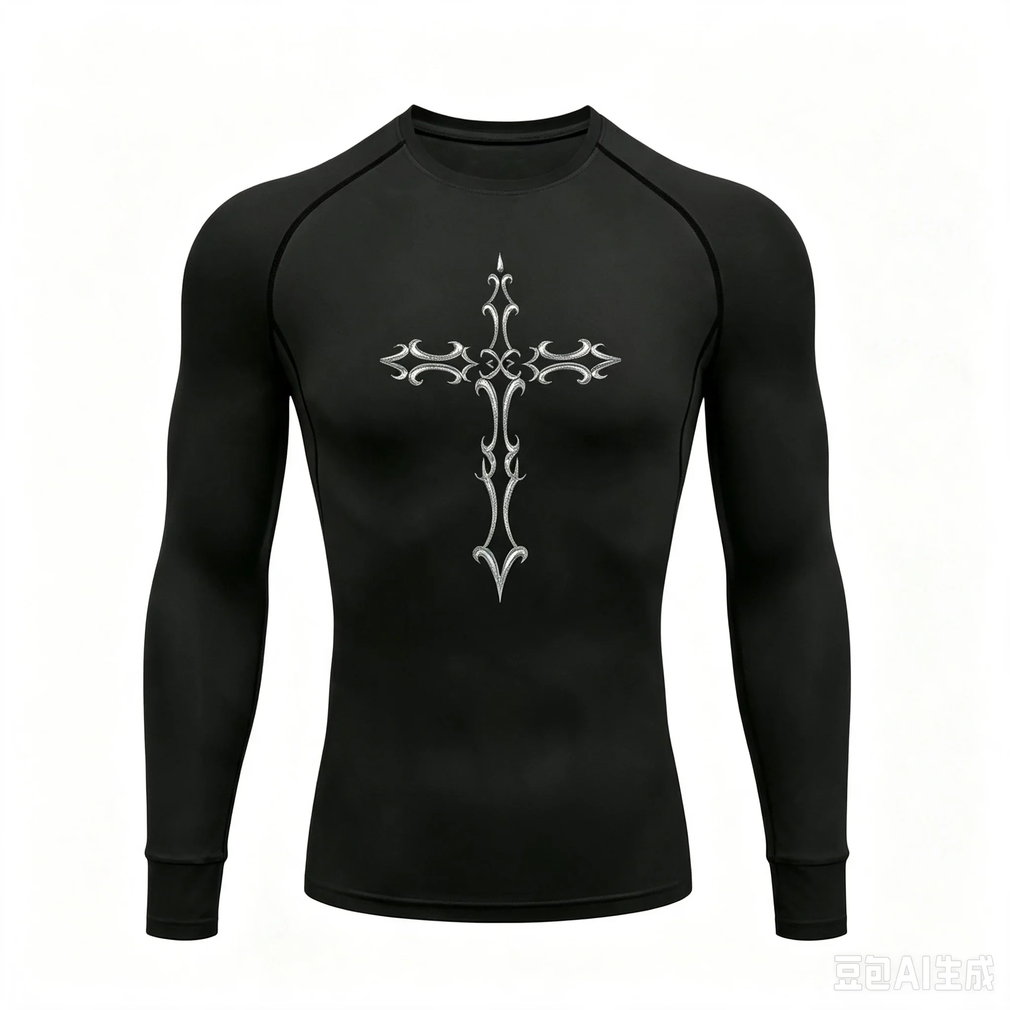 2026 Vintage Cross Print Men's Sports T-shirt Training Fitness Compression Shirt Gothic Pattern Sport T-Shirts Gym Fitness Tops