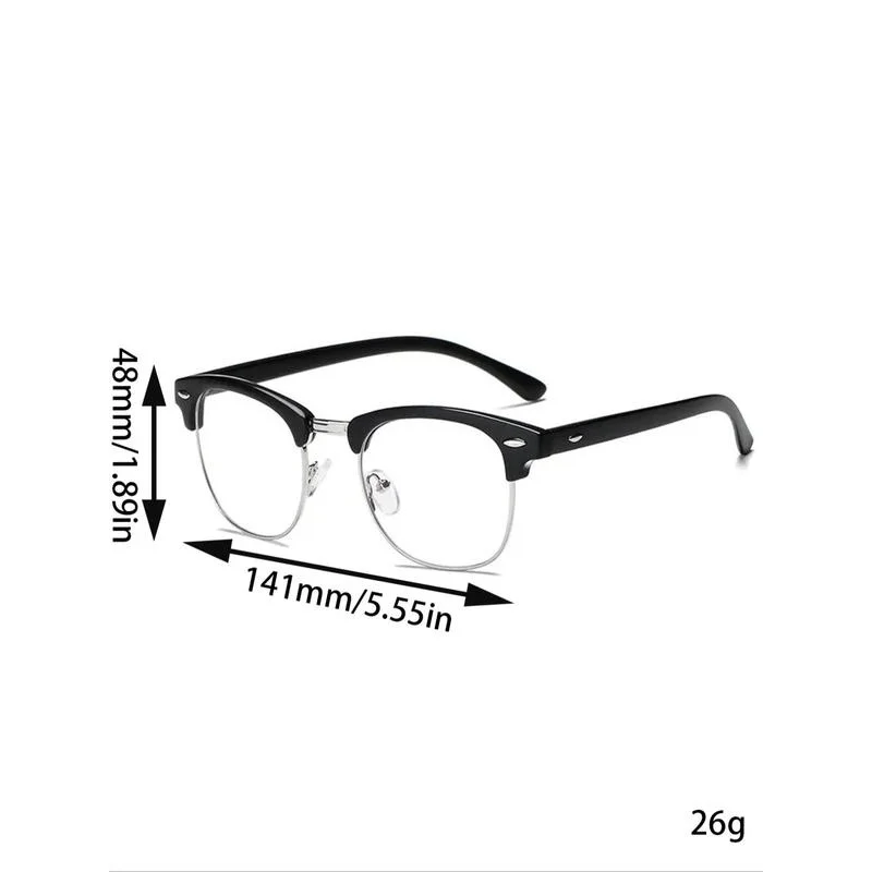 Simple Anti-blue Light Semi-frame Eyeglasses for Women & Men, 1 Pair Fashion Eyeglasses for Work, Daily Clothing Decor, Perfect