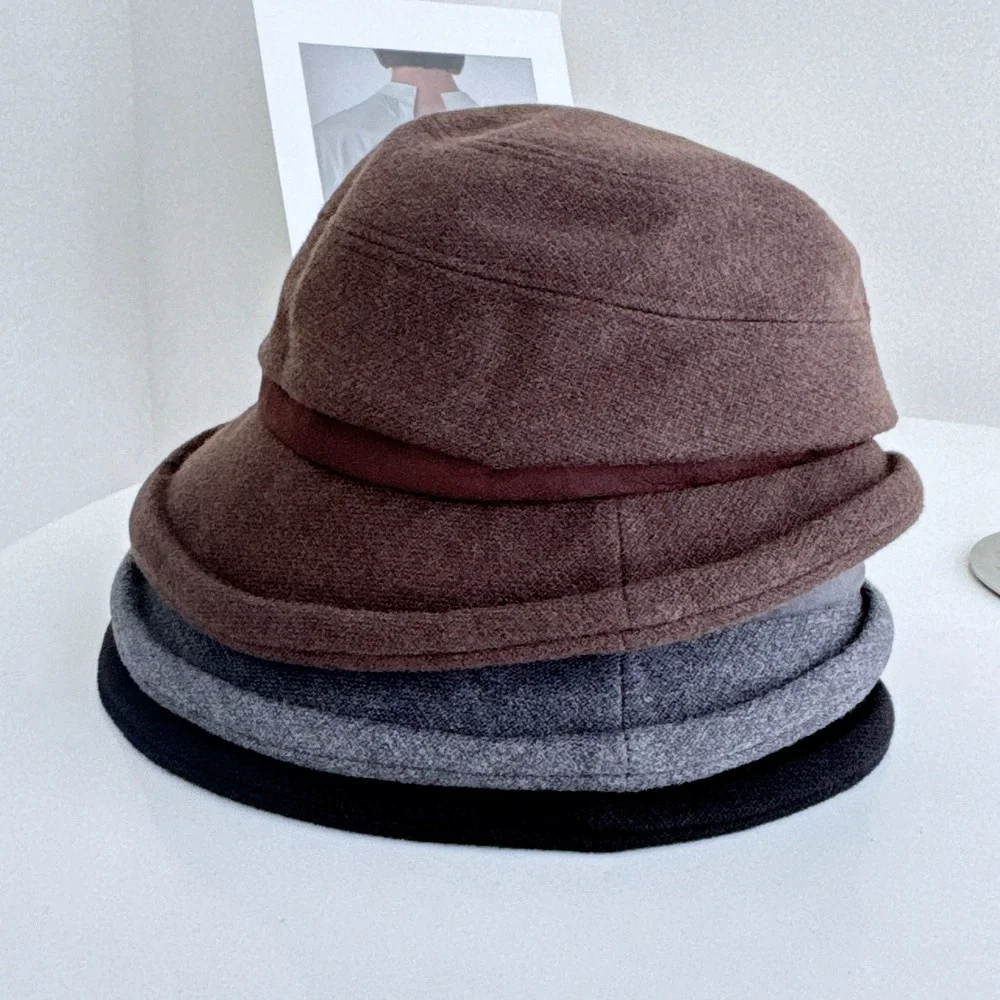French Retro Wool-Blend Fisherman's Hat for Women: Warm Fall/Winter Beanie, Winter Cotton Hat