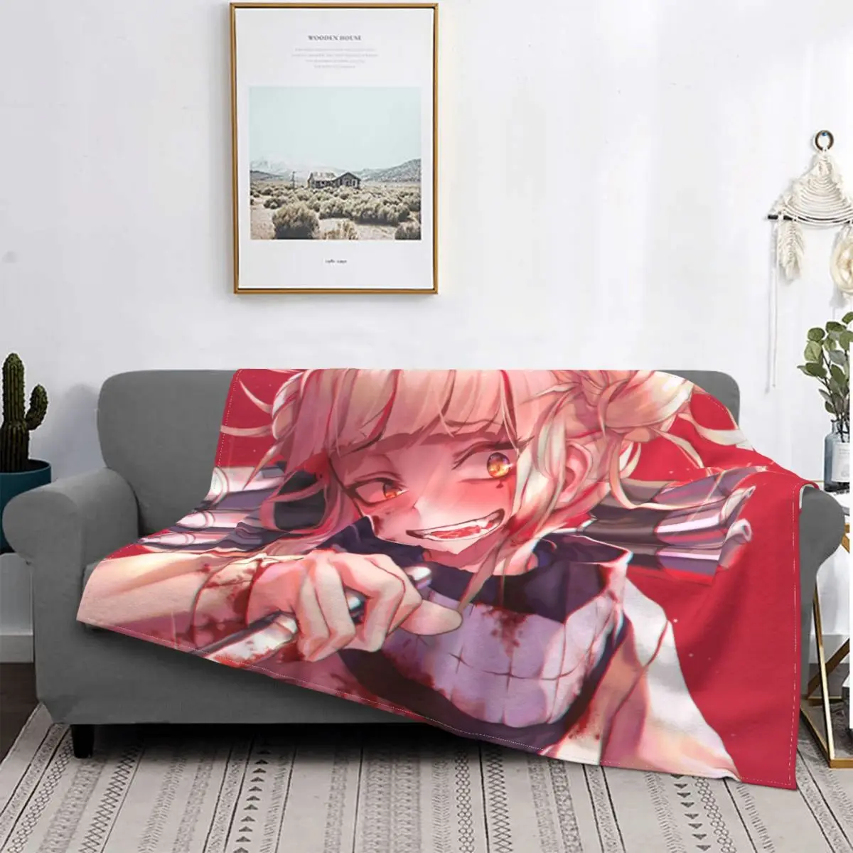 My Hero Academia Himiko Toga Blankets Fleece Spring Autumn Breathable Super Soft Throw Blankets for Bed Bedroom Plush Thin Quilt