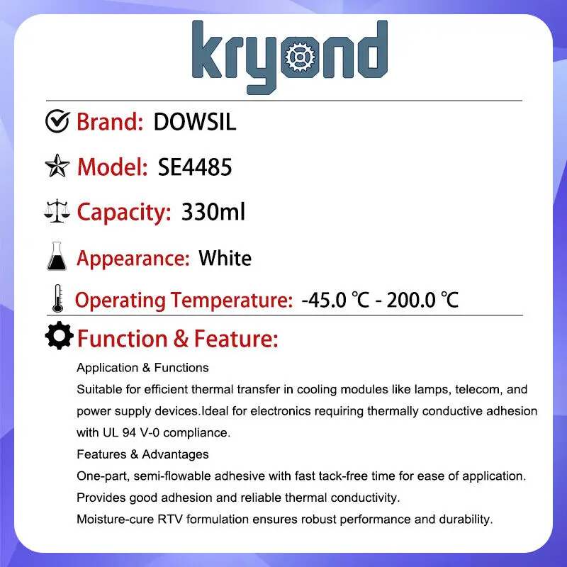 DOWSIL SE-4485 Thermally Conductive White 330ML High Silicone Adhesive Power