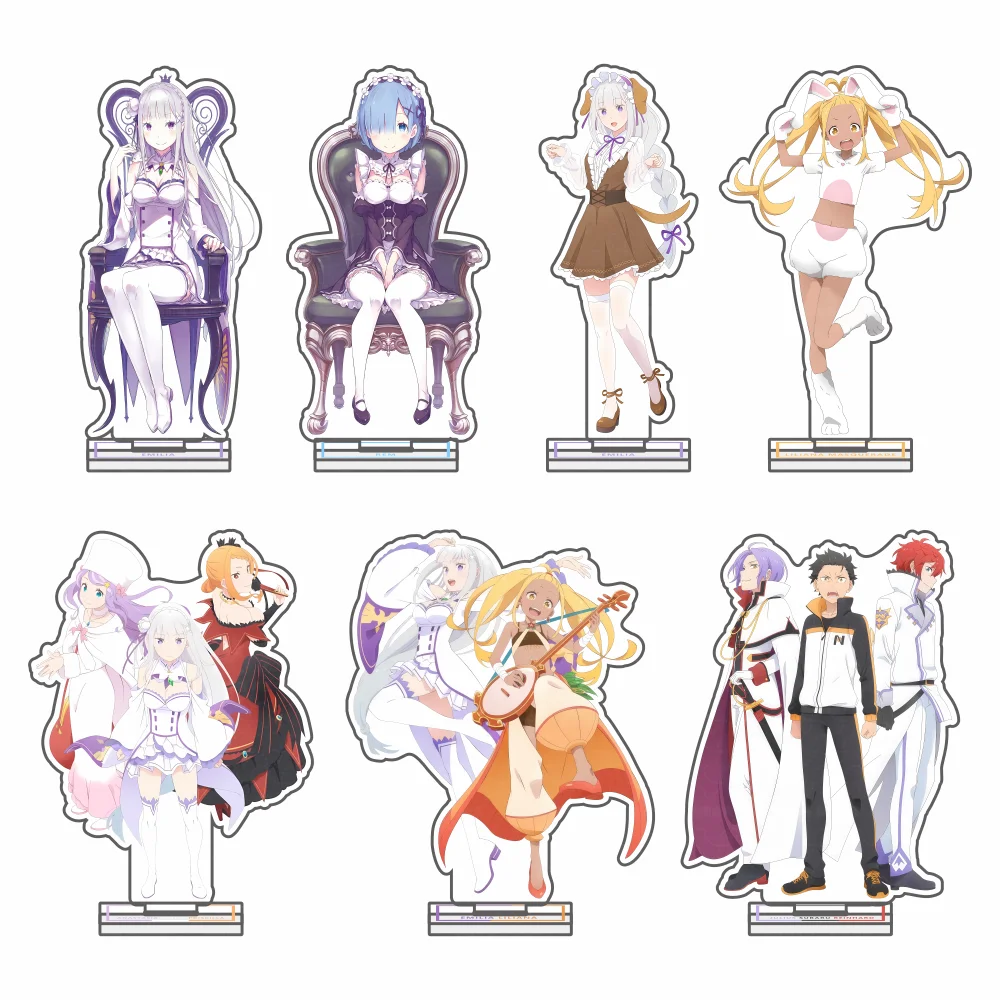Re:Zero − Commencer une nouvelle vie dans un autre monde Natsuki Subaru Emilia Rem Ram Beatrice Porte-clés officiel en acrylique anime 15 cm mignon