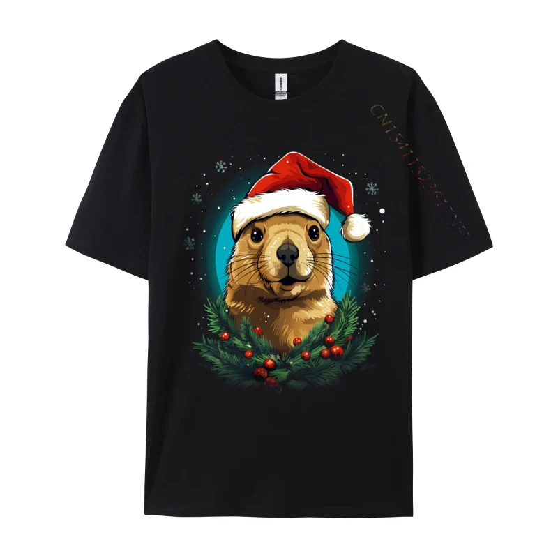 

Xmas Prairie Dog Christmas T-Shirts Pure Cotton Tee Shirt O Neck Classic Short Sleeve T Shirts Original Clothes