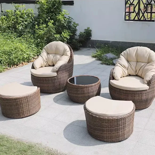 

Outdoor rattan table and chair coffee table balcony parasol leisure lazy lounge chair round sofa and chair coffee