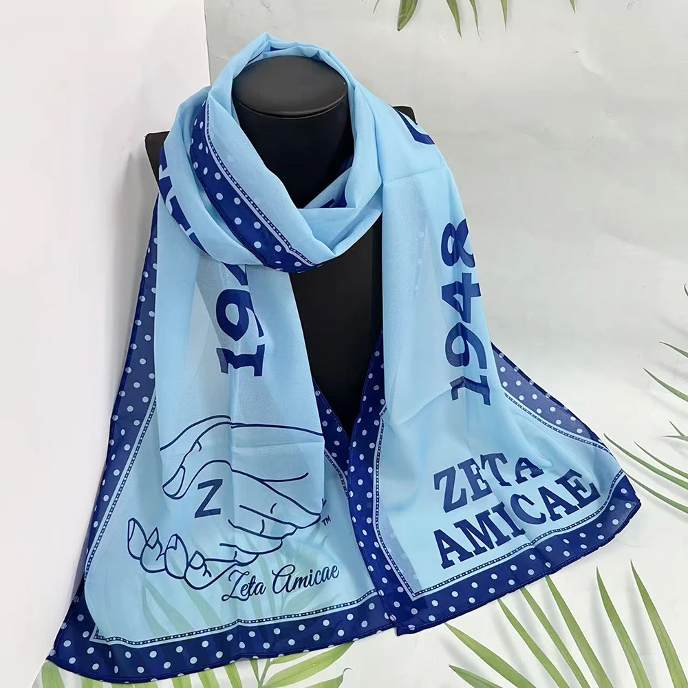 Lenço Zeta Amicae Azul Claro Azul Royal Carta Grega 1948