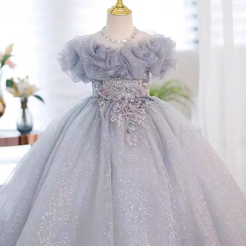 Girls' Gala Dress, Kids' Beauty Pageant Sequin Robe, Teen First Communion Gown, Children's Banquet Wedding & Performance Outfit